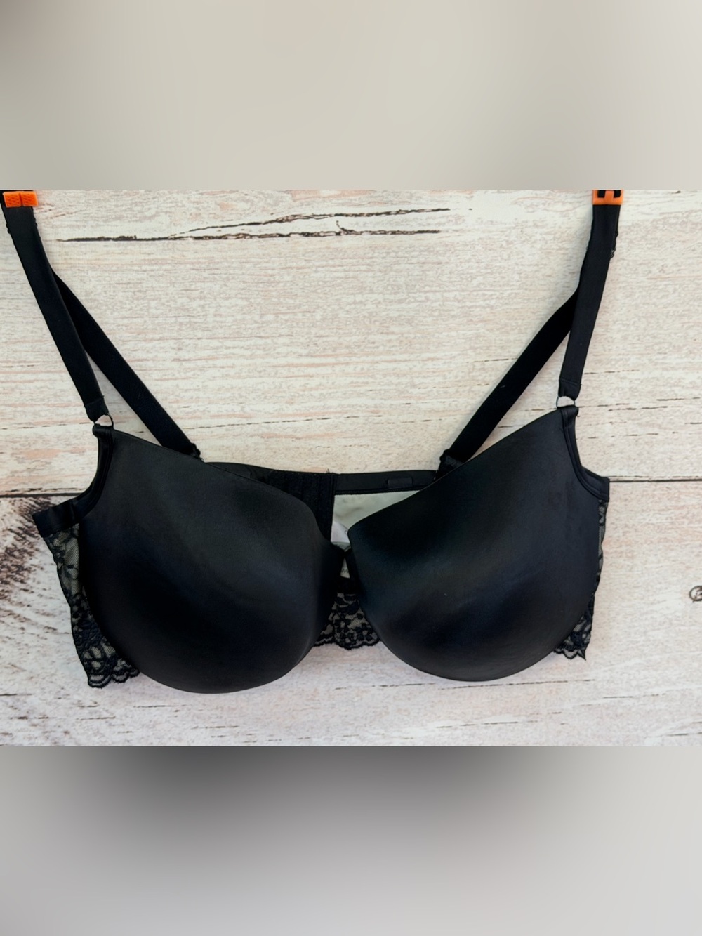 Cacique Black Molded Lace-Back Bra